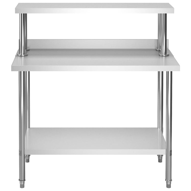 Vidaxx table de travail de cuisine avec étagère supérieure 120x60x120 cm acier inoxydable