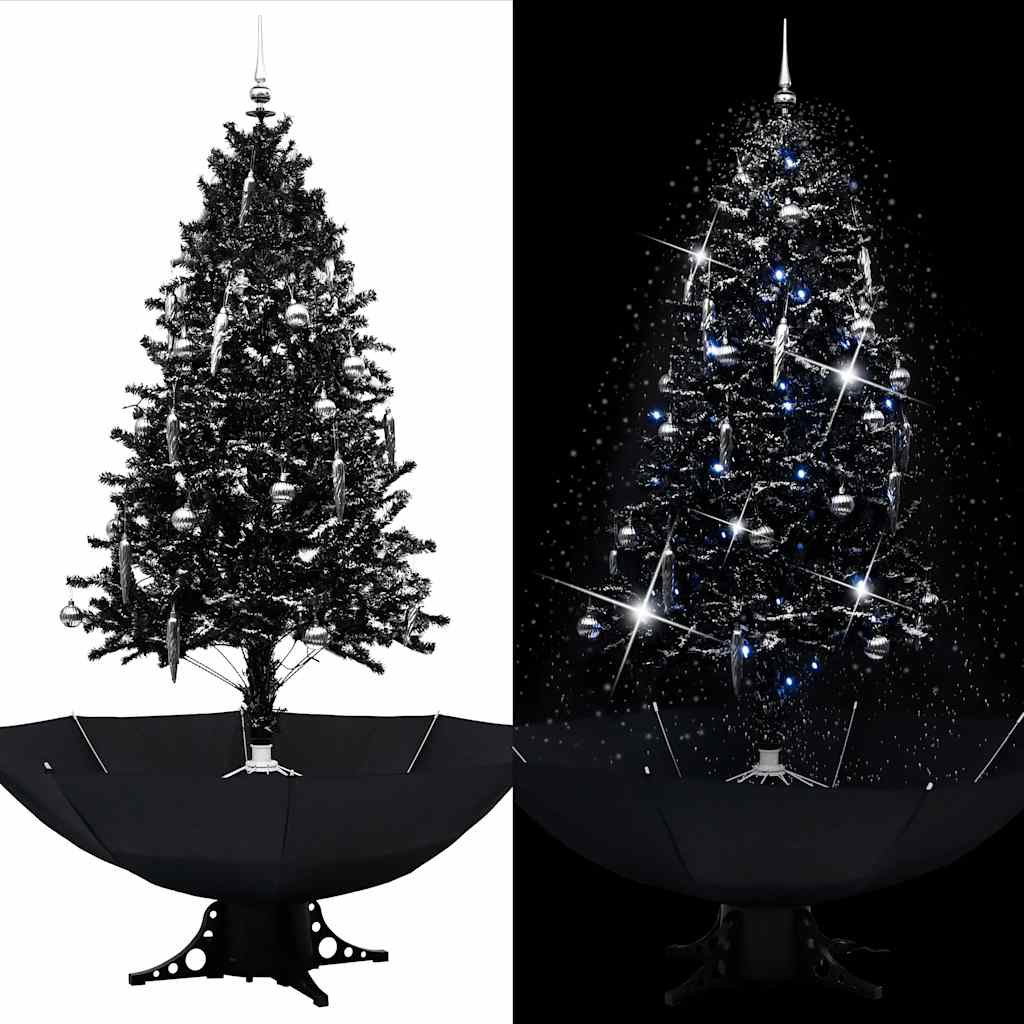 Vidaxl Christmas Snowing avec parapluie 190 cm PVC noir