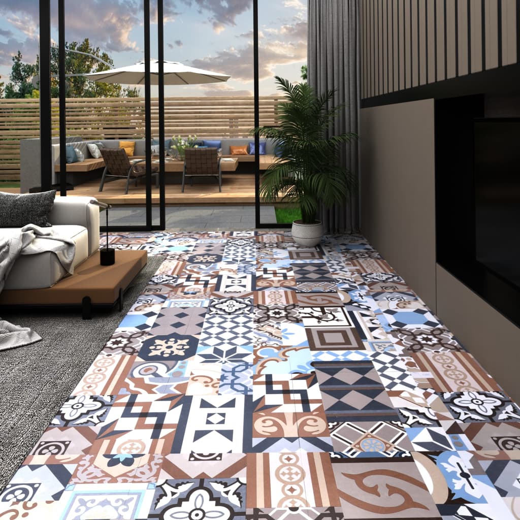 Planchers de plancher vidaxl auto-adhésif 5,11 m² motif monochrome en PVC