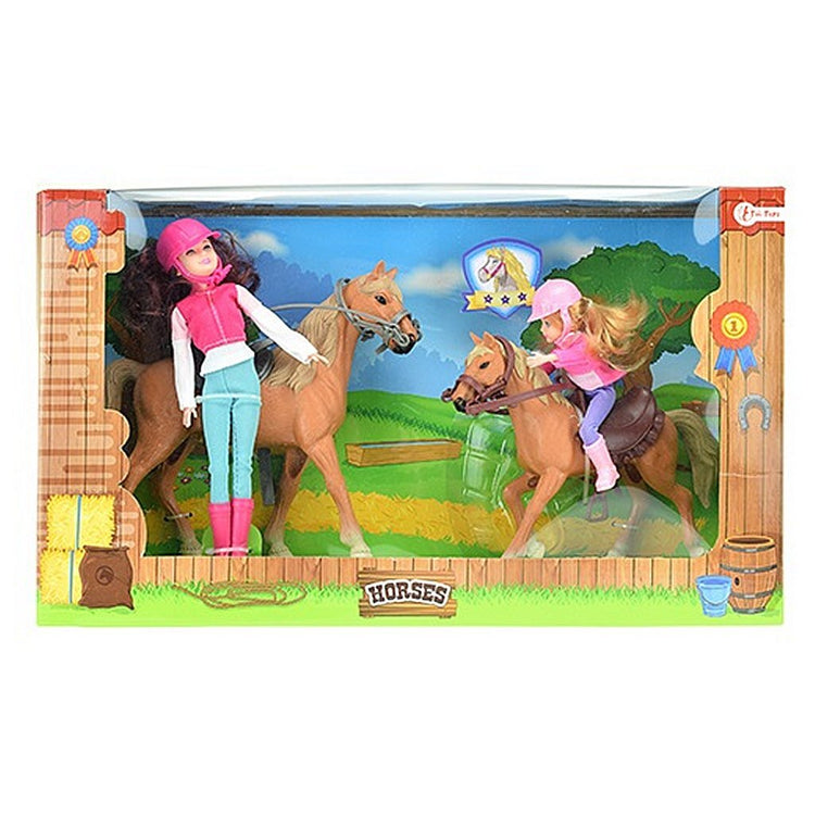 Chevaux à chevaux d'équitation jeu ensemble 2 poupées + chevaux