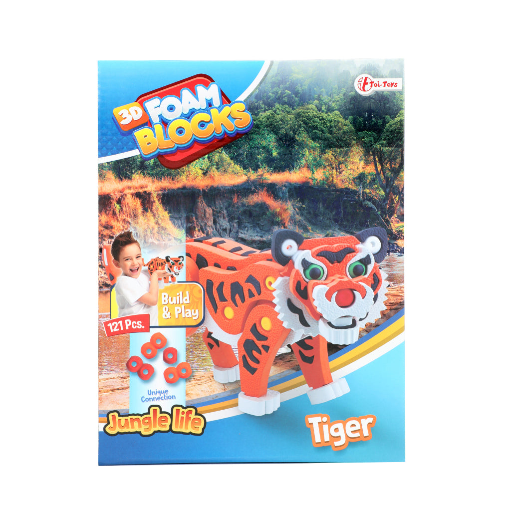 Toi-toys toi-toys 3d puzzle tigre junior 31,5 cm mousse orange 121 pièces