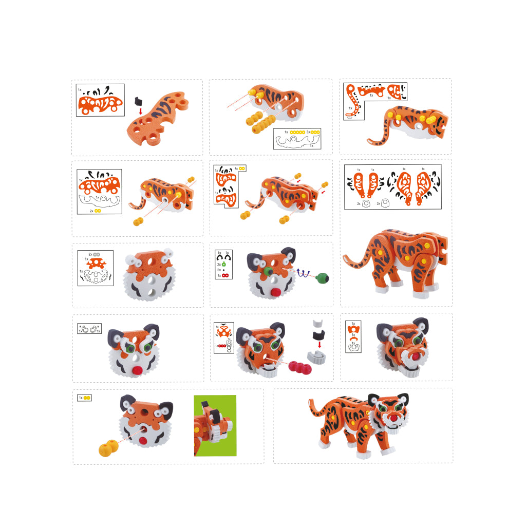 Toi-toys toi-toys 3d puzzle tigre junior 31,5 cm mousse orange 121 pièces