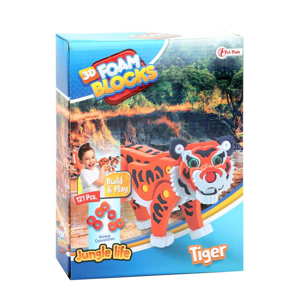 Toi-toys toi-toys 3d puzzle tigre junior 31,5 cm mousse orange 121 pièces