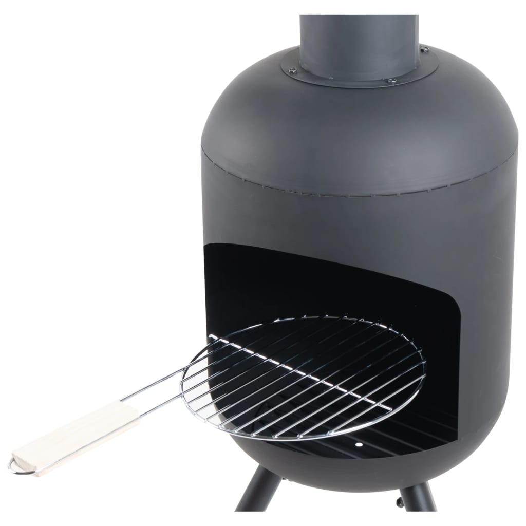 Foyer au jardin rouge feu rouge avec grill rack fuego groot noir