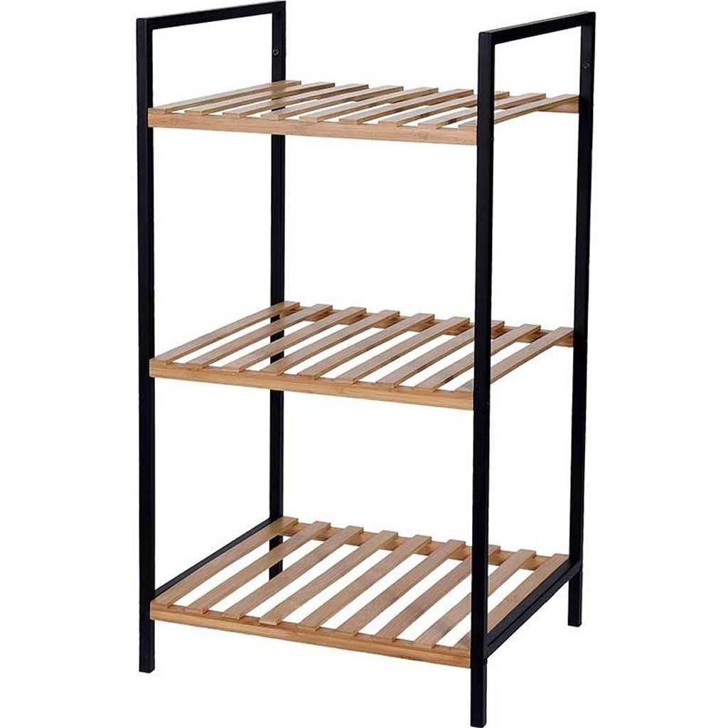 Solutions de salle de bain Solutions de salle de bain Rack de rangement avec 3 étagères de bambou et d'acier