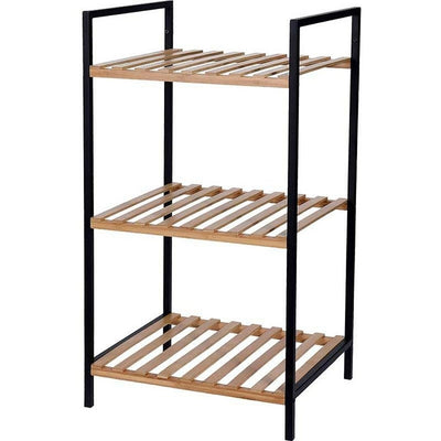 Solutions de salle de bain Solutions de salle de bain Rack de rangement avec 3 étagères de bambou et d'acier