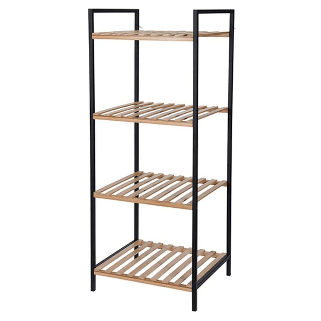 Solutions de salle de bain Solutions de salle de bain Rack de rangement avec 4 étagères de bambou et d'acier