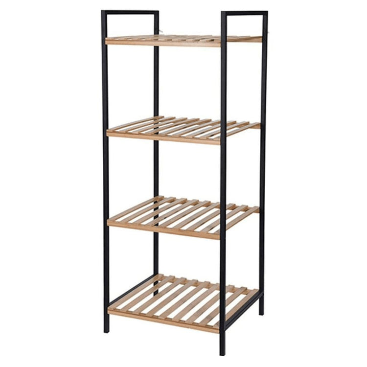 Solutions de salle de bain Solutions de salle de bain Rack de rangement avec 4 étagères de bambou et d'acier
