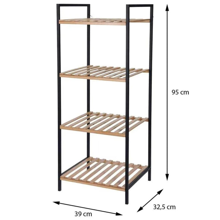 Solutions de salle de bain Solutions de salle de bain Rack de rangement avec 4 étagères de bambou et d'acier
