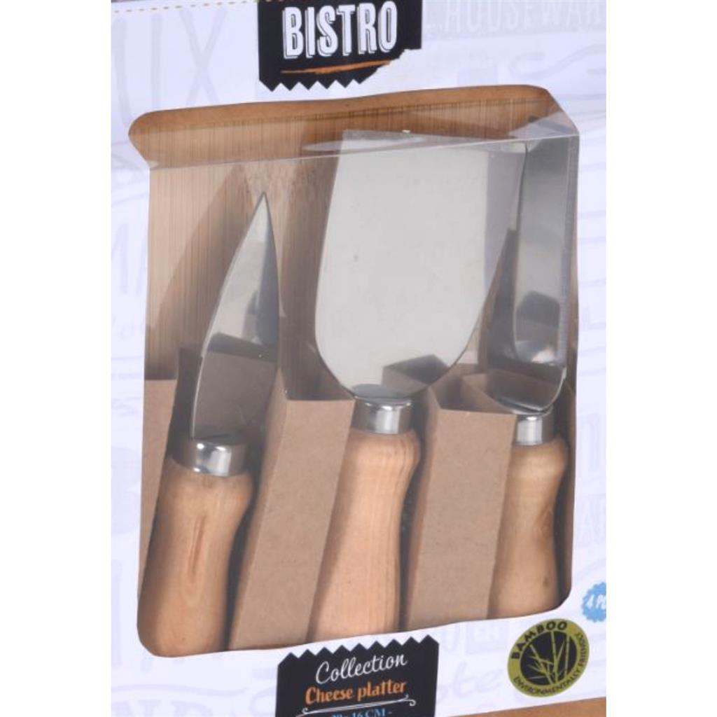 Excellent entretien ménagers Bistro bistro Bamboo Fromage Plank Ensemble 4 pièces