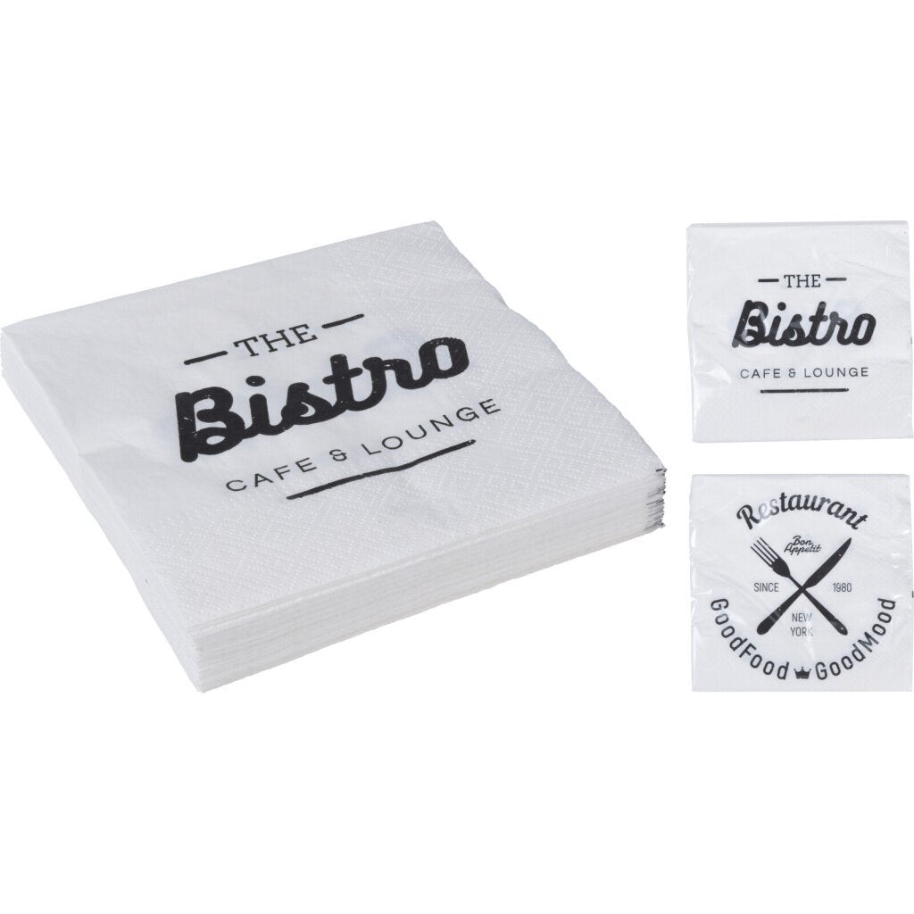 BASIC NAPKINS Bistro Design 20 pièces blanches