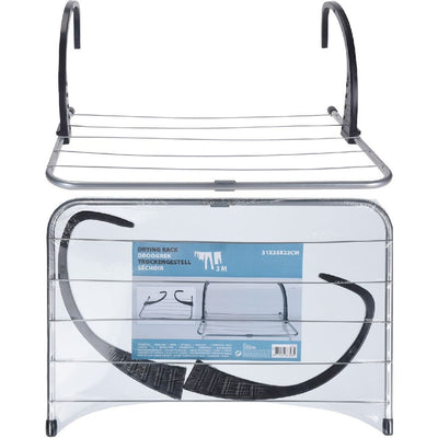 Étendoir métal Basic + corde à linge 3 m argent noir