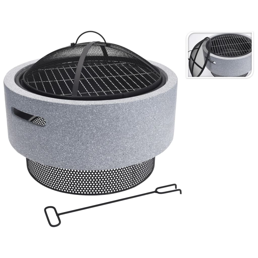 Progarden Progarden Fire Bowl avec grille de barbecue autour de 52x18,5 cm gris clair