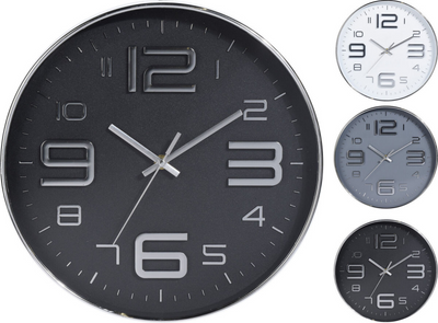Horloge murale 30,5 cm 3 Assorti Silver