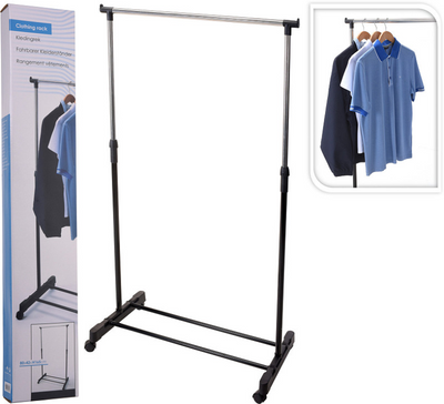 Solutions de stockage Solutions de stockage Rack de vêtements avec roues Single Rang 80x42x (90-165) CM