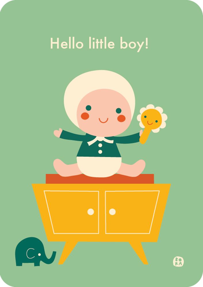 Carte postale Bora bonjour bébé-petit garçon