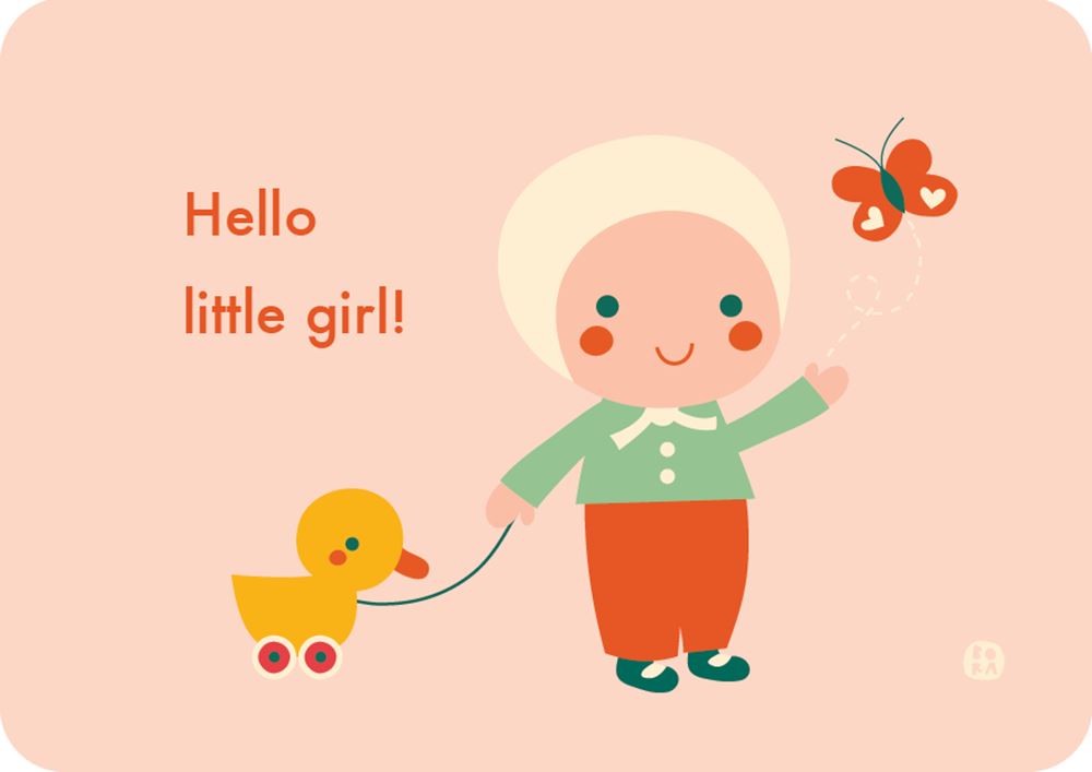 Carte postale Bora bonjour bébé-petite fille