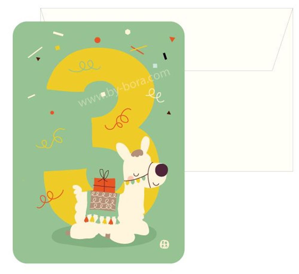 Carte anniversaire Bora+enveloppe alpaga 3