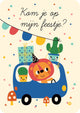Invitation 6 cartes voiture dans emballage