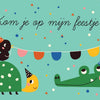 Invitation : 6 cartes crocodile et tortue.