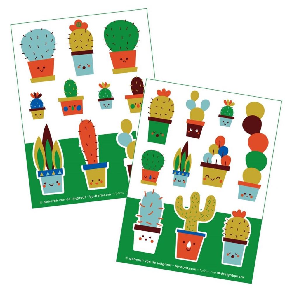 Feuilles d'autocollants Bora 2 x A6. cactus. (5