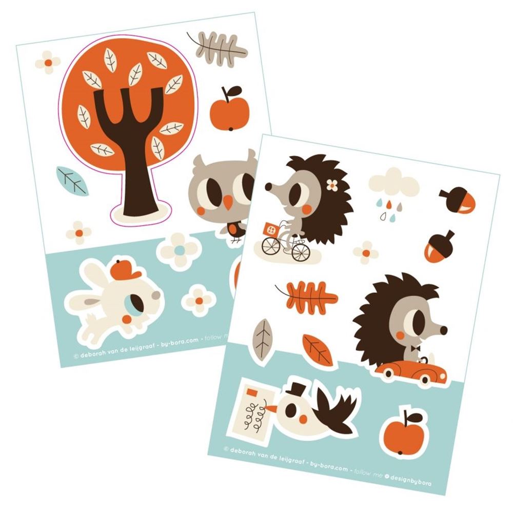 Feuilles d'autocollants Bora 2 x A6. Henry Hetty
