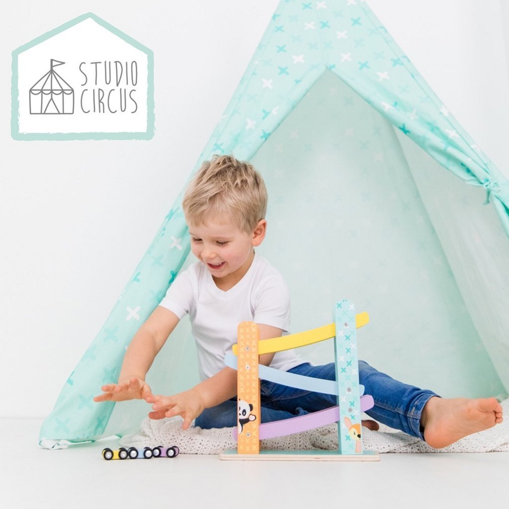 Piste de voitures en bois Studio cirque + 3 voitures