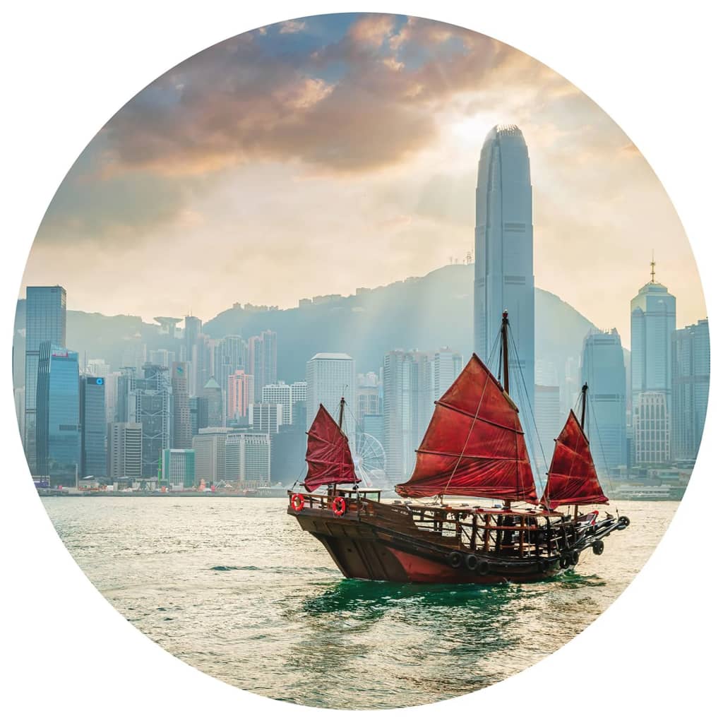 Wallart Walart Wallow Circle Skyline avec bateau indésirable 142,5 cm