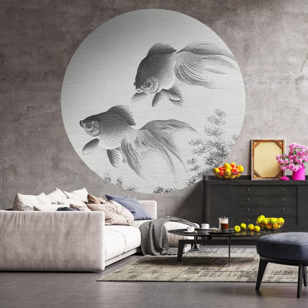Wallart Walart Wallow Circle deux poissons rouges 142,5 cm