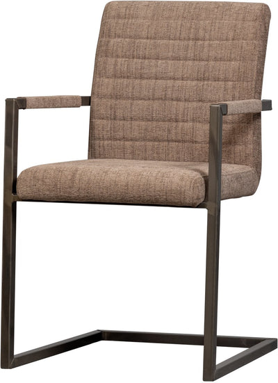 Chaise de salle à manger Woood bas - tissu tissé - marron mélangé - 87x54x62