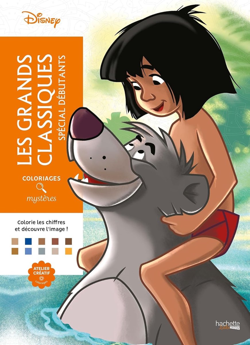 Hachette héros coloriages mystères disney les grands classiques spécial débutants - livre de coloriage couleur par numéro pour adultes et enfants - hachette