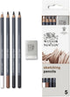 Winsor Newton 0490009 Studio Collection Ensemble de crayons à croquis x5 avec gomme – Crayons à dessin fusain sépia pour croquis