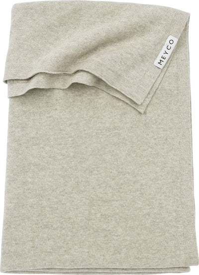 Meyco baby knit basic crib blanket - sand melange - 100x150cm - 1.0 tog