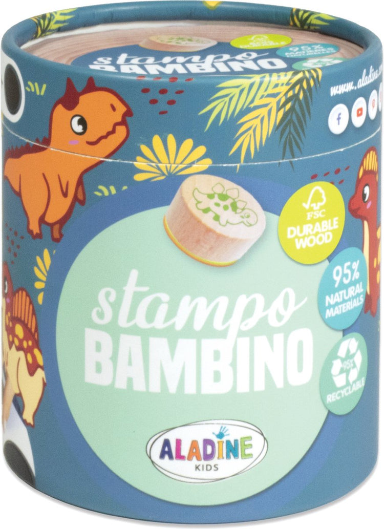 Jeu de tampons Aladine dinosaure jouets en bois fsc pour enfants.
