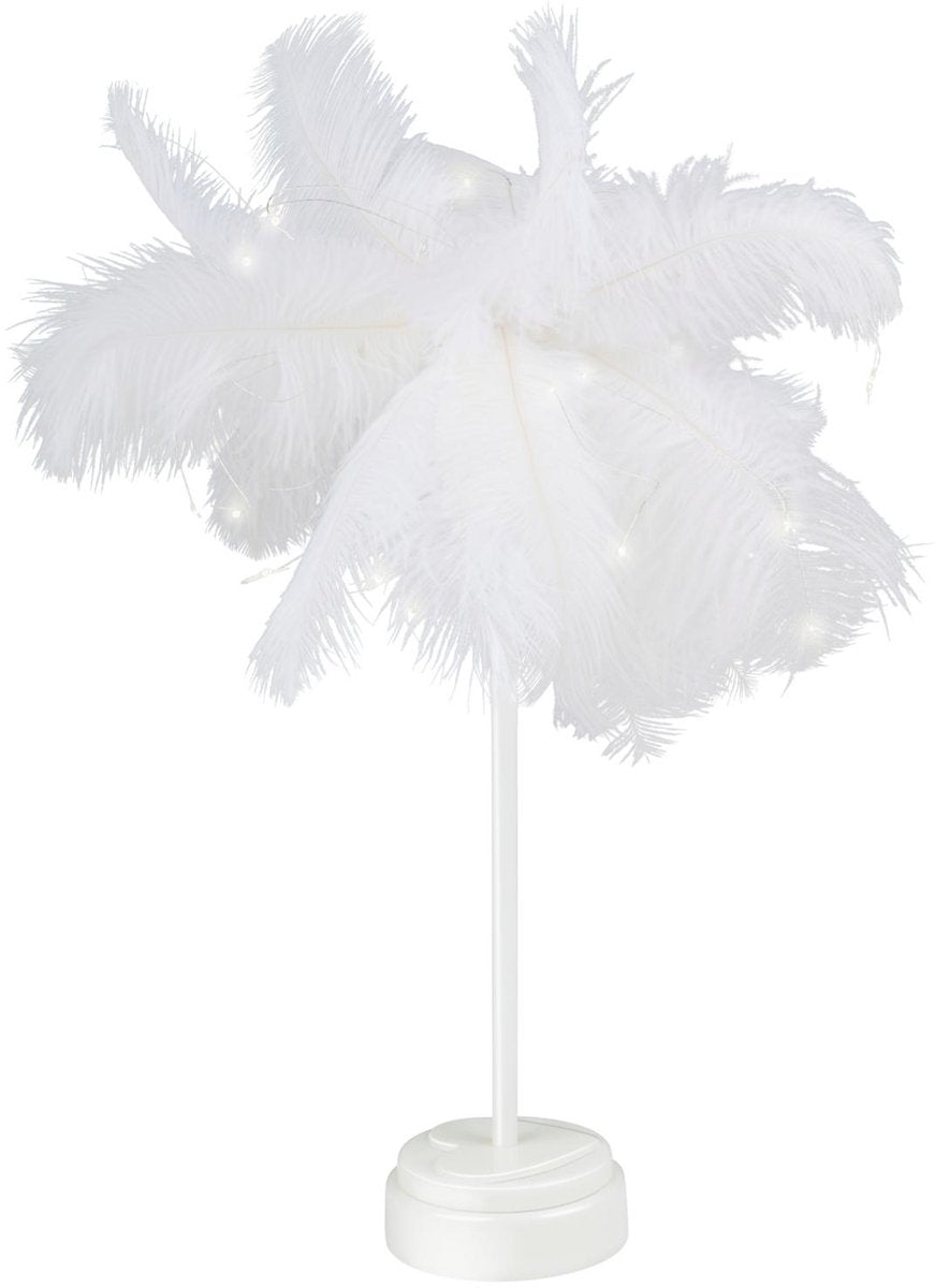 Lampe plume Grundig avec LED - 9x9x30cm - blanc chaud - 40 LED - 3x AAA (non inclus) - blanc