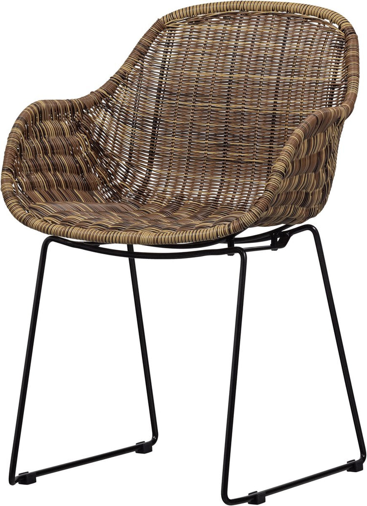 Woood chaise de salle à manger en saule chaise de jardin - polyester - naturel - 83x56x57 cm