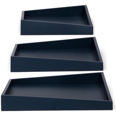 Senza Senza Plateaux en bois asymétriques 3 pièces bleues