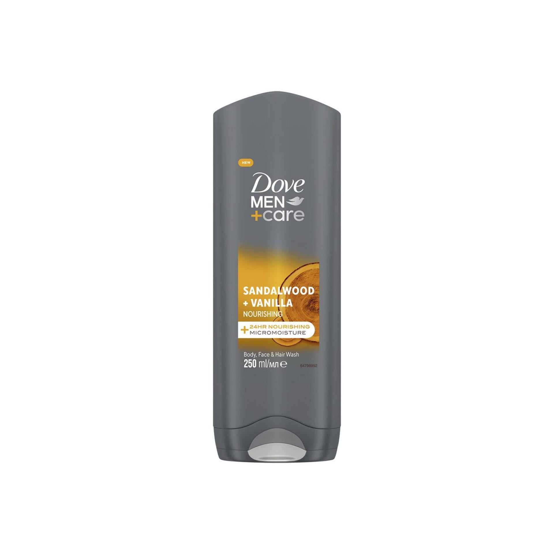 Dove gel douche hommes+soin bois de santal