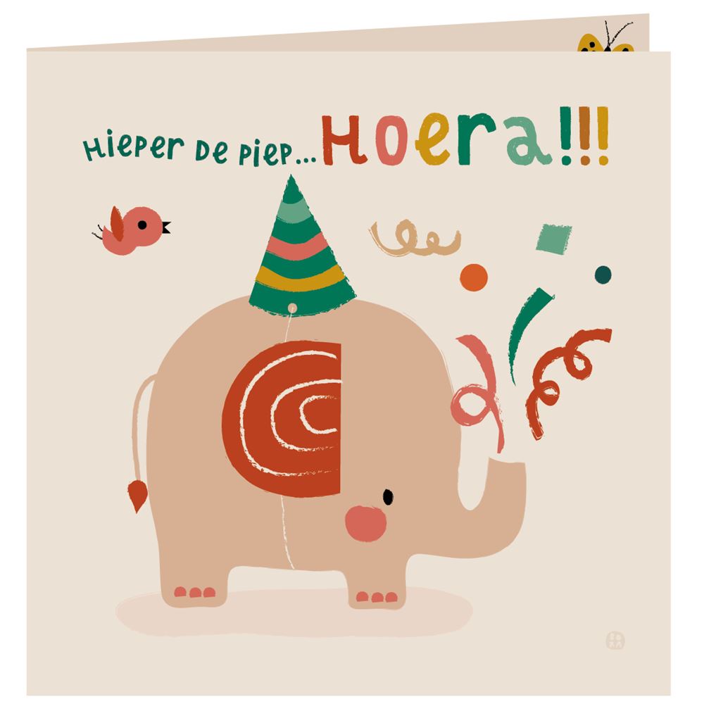 Carte d'anniversaire jungle + enveloppe. hourra oh