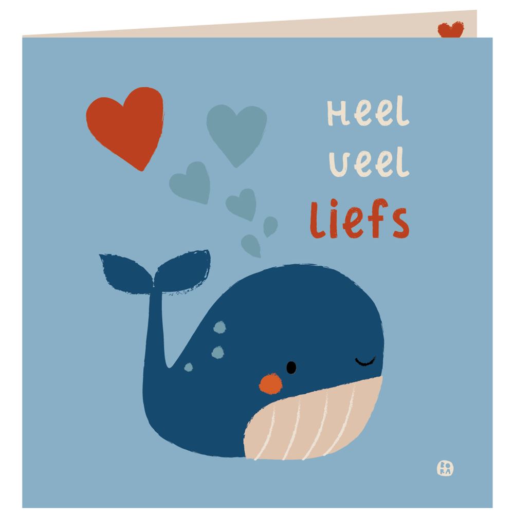 Carte d'anniversaire d'amour + enveloppe. baleine