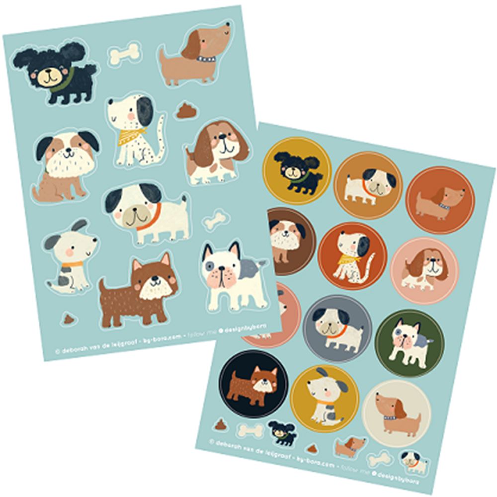 Feuilles d'autocollants Bora 2 x A6. chiot (5 sets)