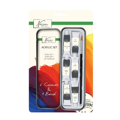 Peinture acrylique Nassau Nassau à 6 tubes + pinceau