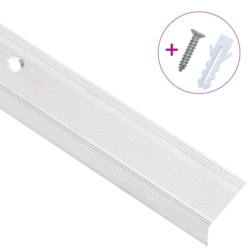Vidaxl nez de marche en forme de L 15 pcs 90 cm aluminium argenté