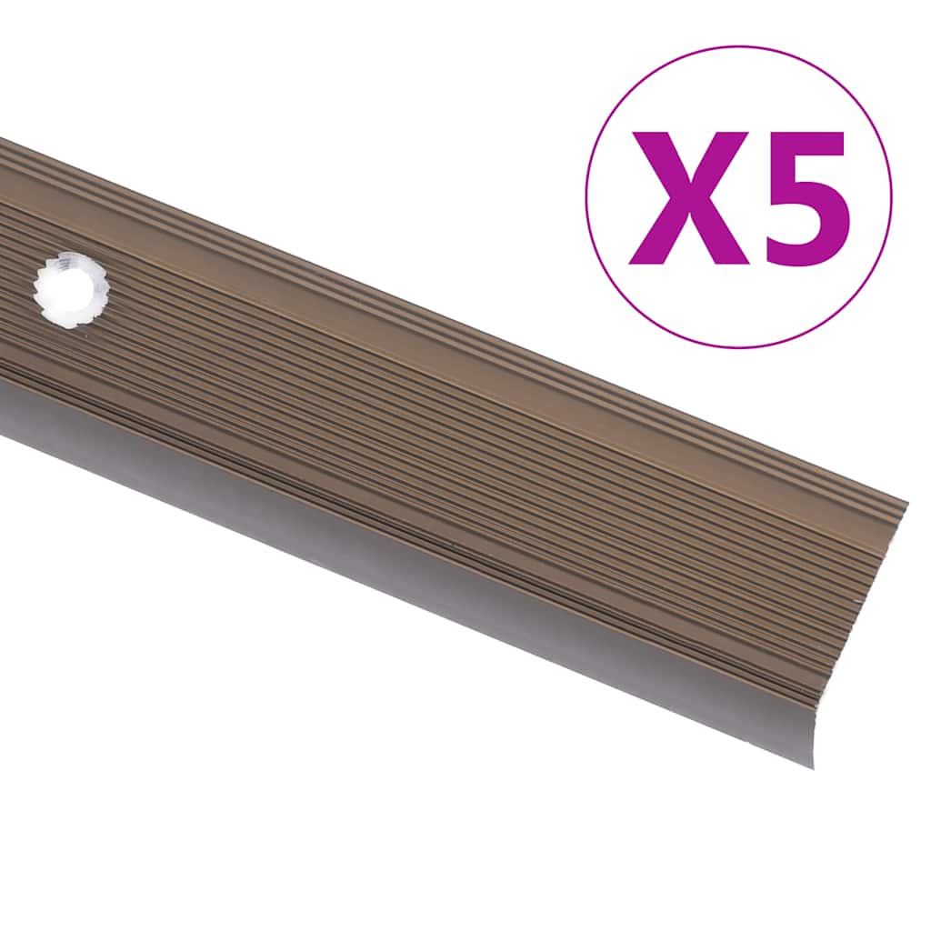 Vidaxl nez de marche en forme de L 5 pcs 90 cm aluminium marron