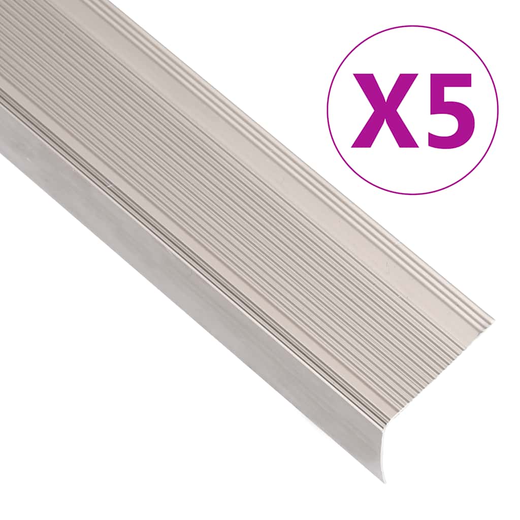 VidaXL nez de marche en forme de L 5 pcs 90 cm aluminium couleur champagne