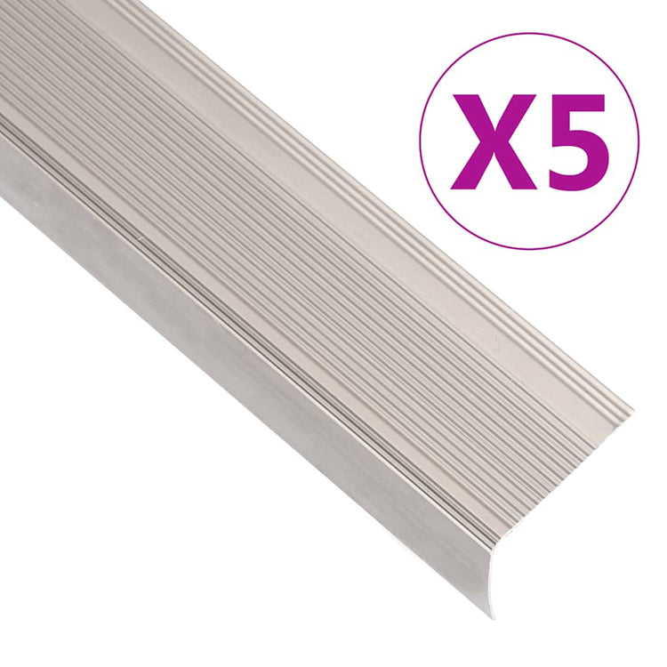 VidaXL nez de marche en forme de L 5 pcs 90 cm aluminium couleur champagne