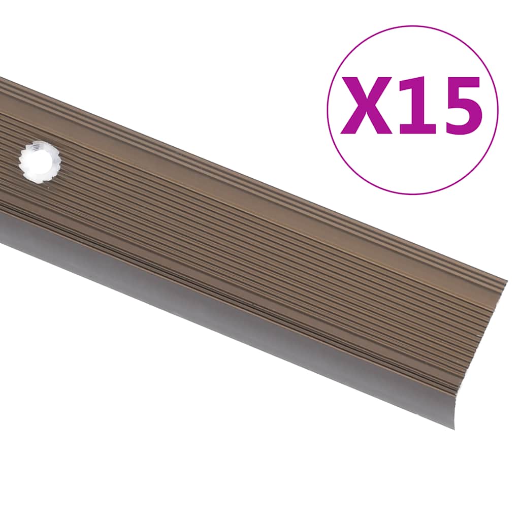 Vidaxl nez de marche en forme de L 15 pcs 100 cm aluminium marron