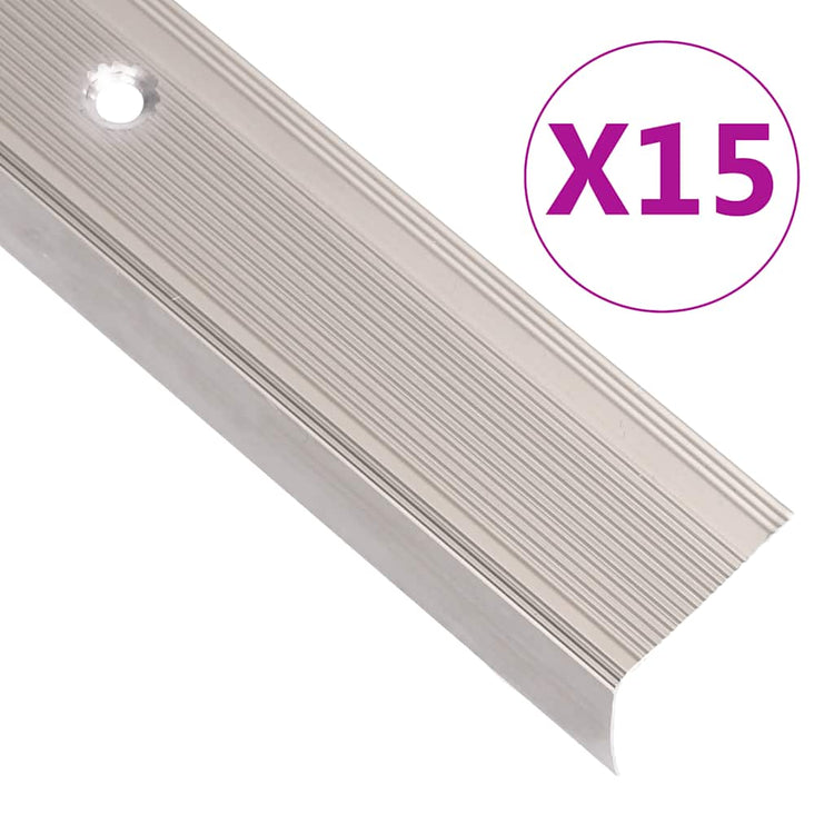 VidaXL nez de marche en forme de L 15 pcs 100 cm aluminium couleur champagne