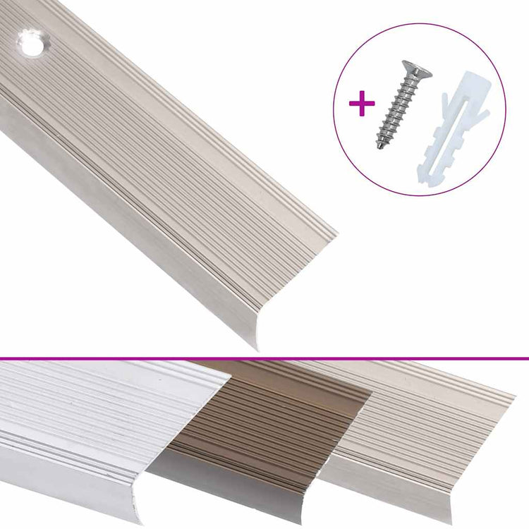 VidaXL nez de marche en forme de L 15 pcs 100 cm aluminium couleur champagne