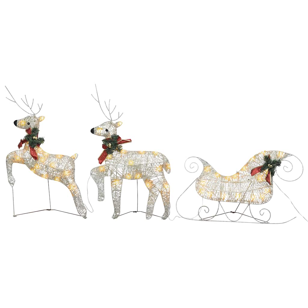 Vidaxl Christmas Decoration Reindeer and Sled 60 LEDS Gold Colored